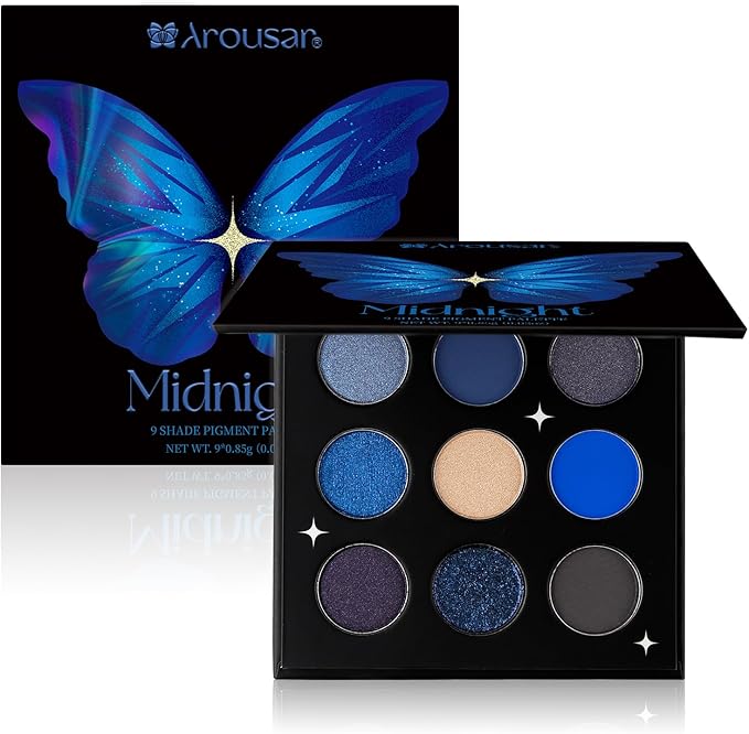 Arousar Eyeshadow Palette, Matte Shimmer Glitter Blue Eye Makeup Palette