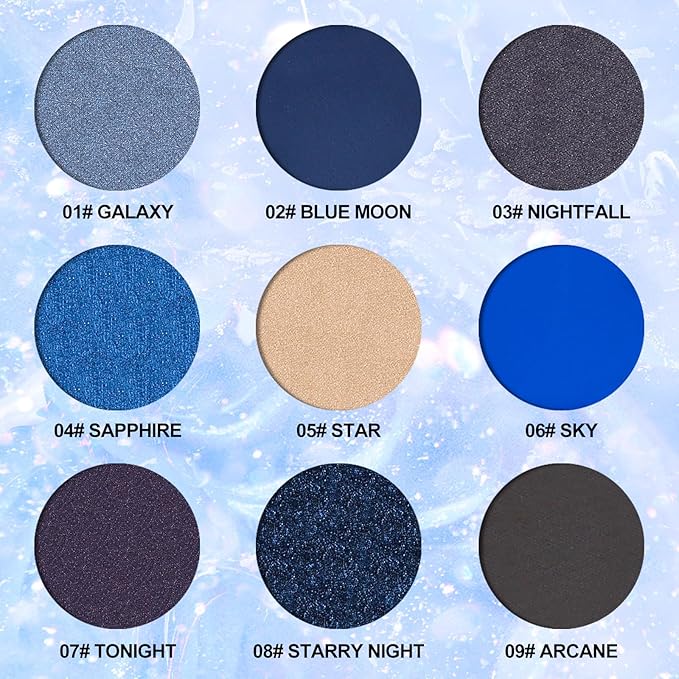 Arousar Eyeshadow Palette, Matte Shimmer Glitter Blue Eye Makeup Palette