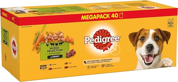 Pedigree Mixed Selection in Gravy 40 Pouches, Adult Wet Dog Food