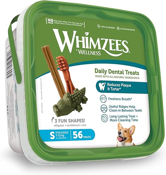 Mixed Shapes, Natural and Grain-Free Dog Chews, Dog Dental Sticks for Small Breeds, S (Pack of 56)