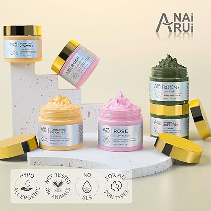 Clay Mask Set for Skin Care - Reduces Acne and Pores, 210g