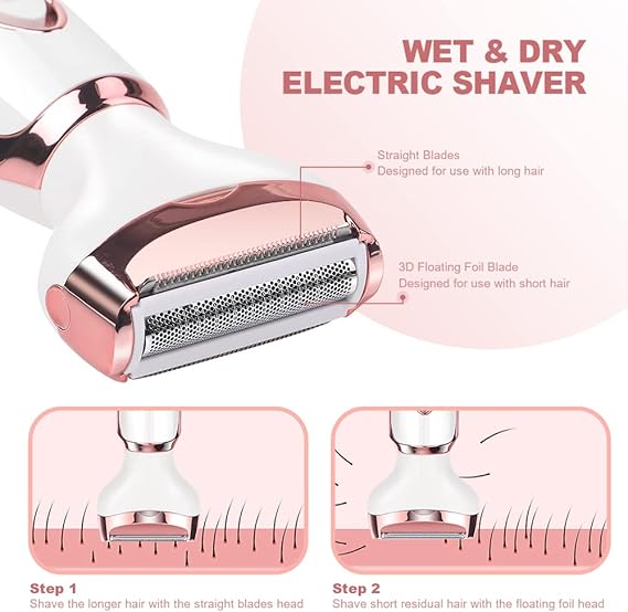 4 in 1 Electric Lady Shaver for Women, Rechargeable Painless Razor