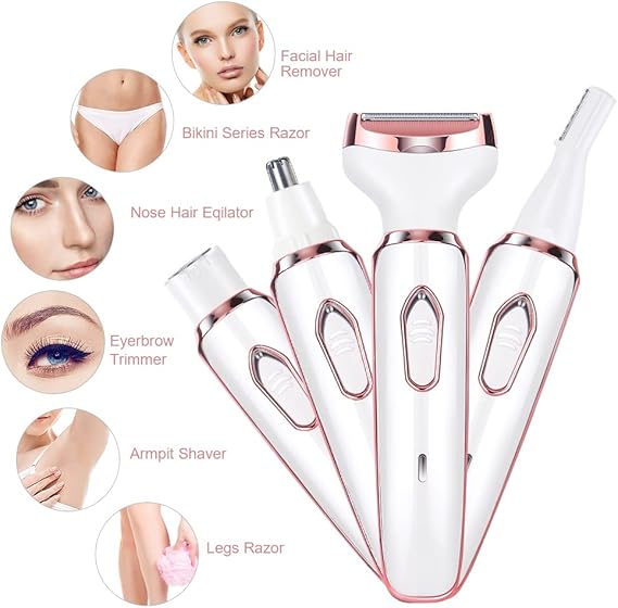 4 in 1 Electric Lady Shaver for Women, Rechargeable Painless Razor