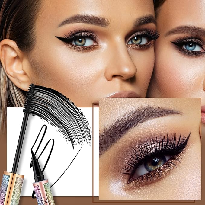 Black Mascara & Eyeliner Set, Waterproof,Sweat-Proof,Smudge-Proof