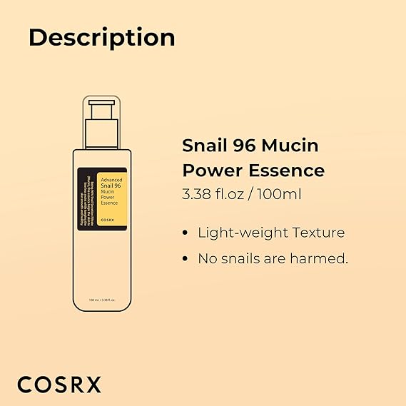 Advanced Snail 96 Mucin Power Essence 100ml, Skin Repair & Hydrating Serum, Snail Secretion