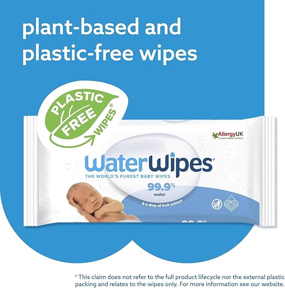 WaterWipes Plastic-Free Original Baby Wipes, 99.9% Water Based Wipes