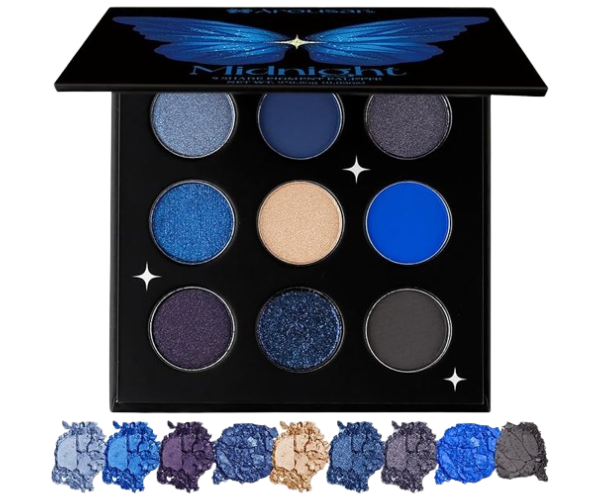 Arousar Eyeshadow Palette, Matte Shimmer Glitter Blue Eye Makeup Palette