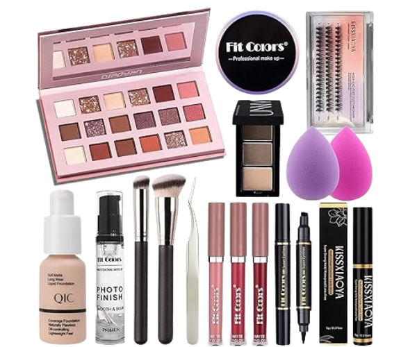 Professional All in one Makeup Set, Palette Eyeshadow Foundation Lip Gloss for Teenage & Adults (16PCS)