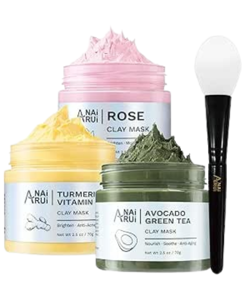 Clay Mask Set for Skin Care - Reduces Acne and Pores, 210g